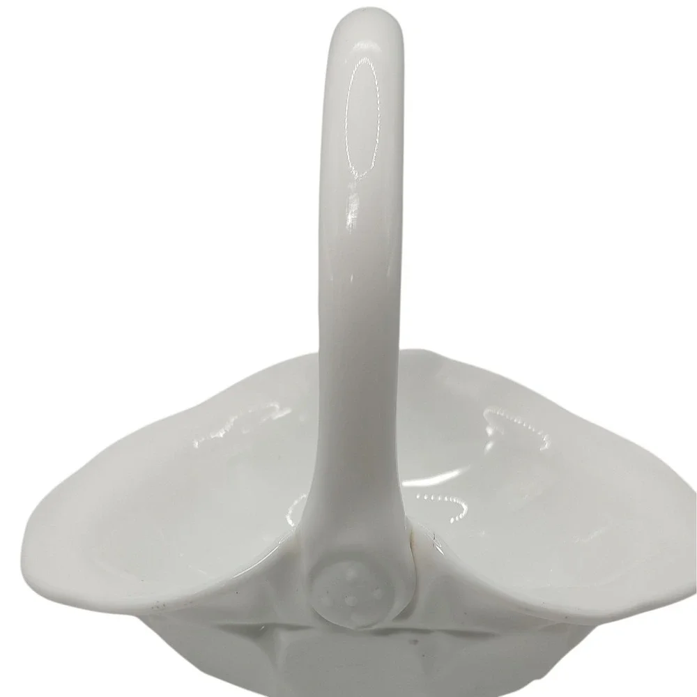 Vintage Milk Glass Basket With Handle Indiana Glass Constellation Pattern‎ SEE